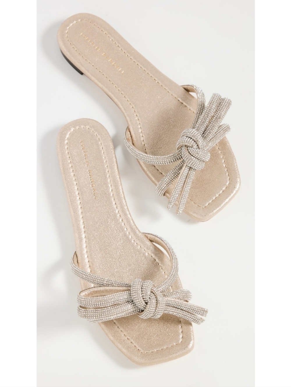 🆕️ Loeffler Randall Hadley Leather Bow Flat Sandal Cappacino Wedding Resortwear